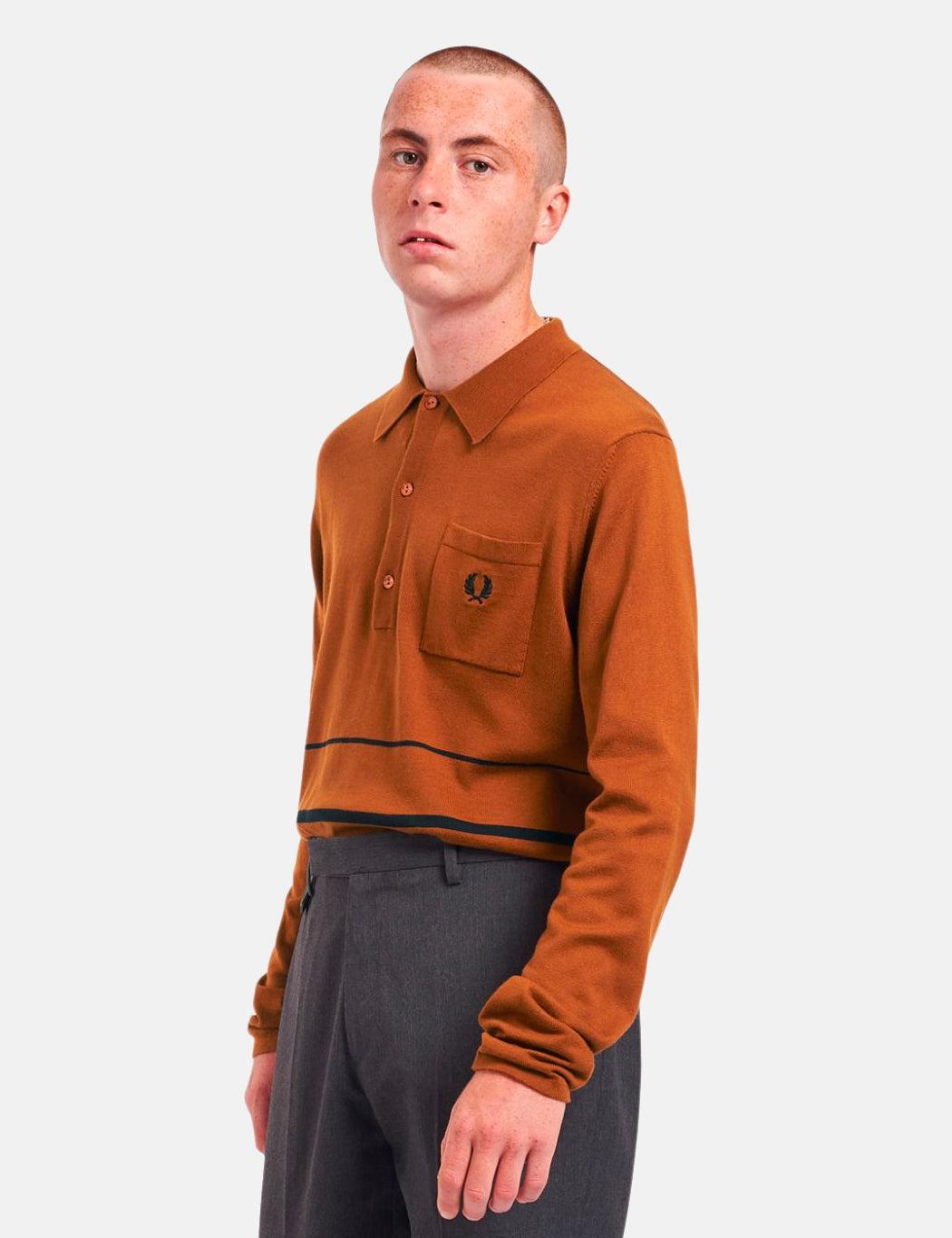 Fred Perry Re-issue Knitted Stripe Ls Polo in Orange for Men | Lyst