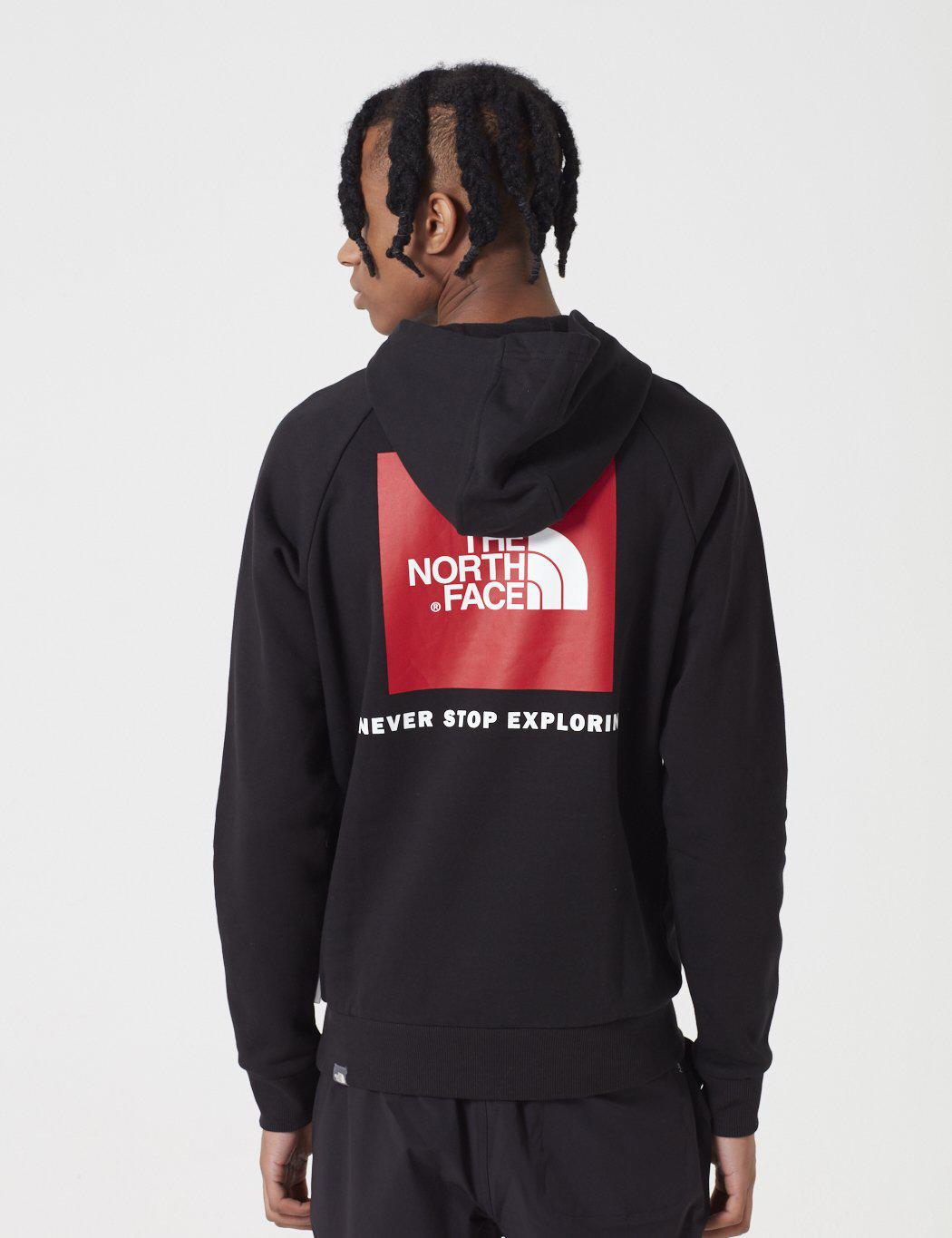 the north face red box black mens hoodie