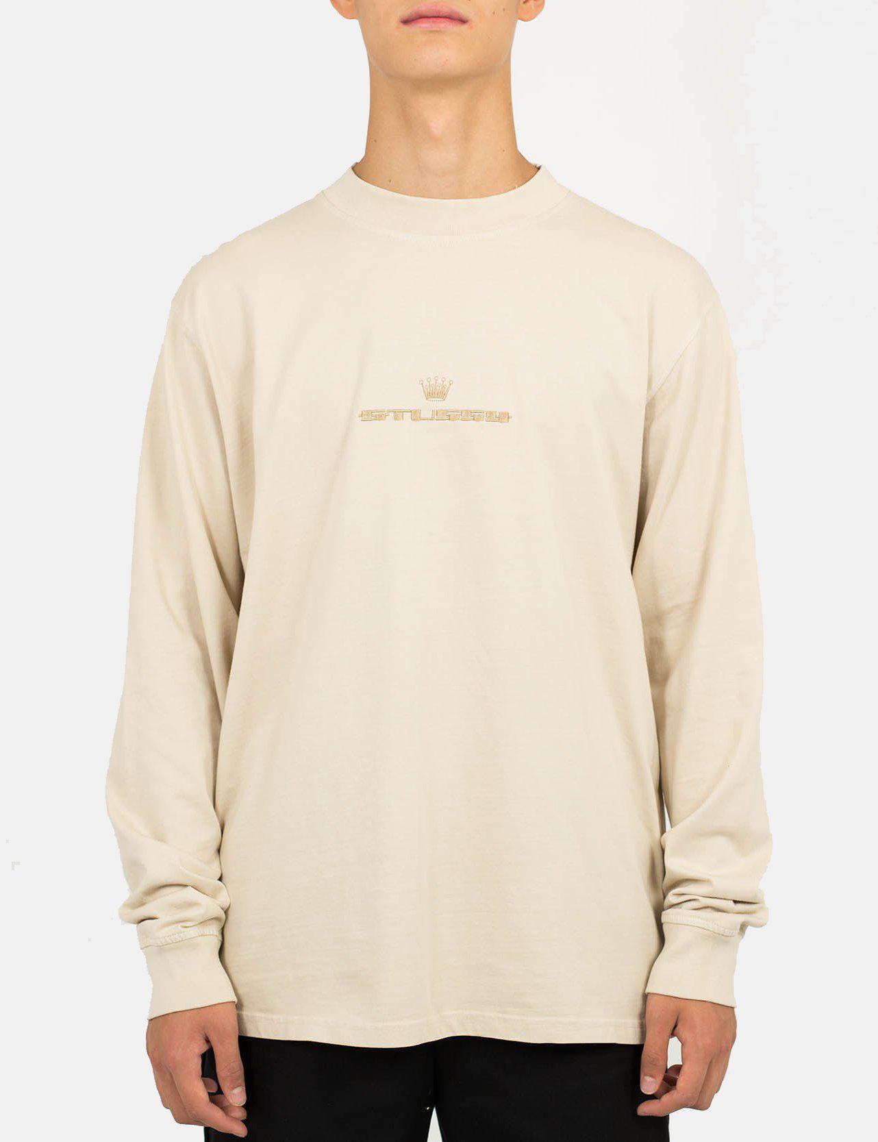 Download Stussy Cotton Overdyed Mock Neck Long Sleeve T-shirt in ...