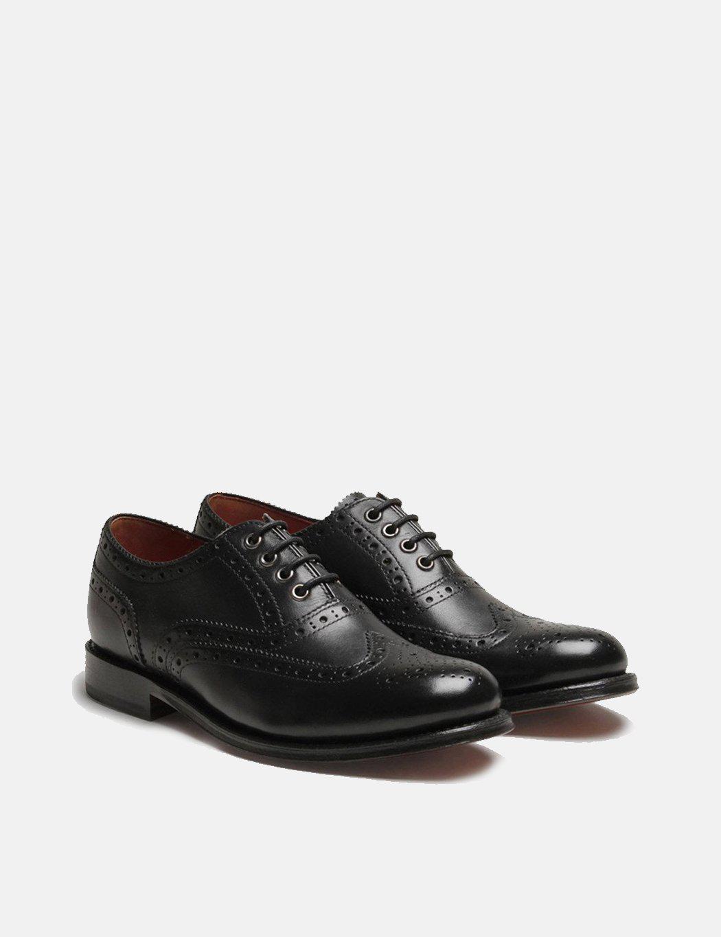 Grenson Leather Womens Rose Brogue Shoes in Black/Black (Black) for Men ...