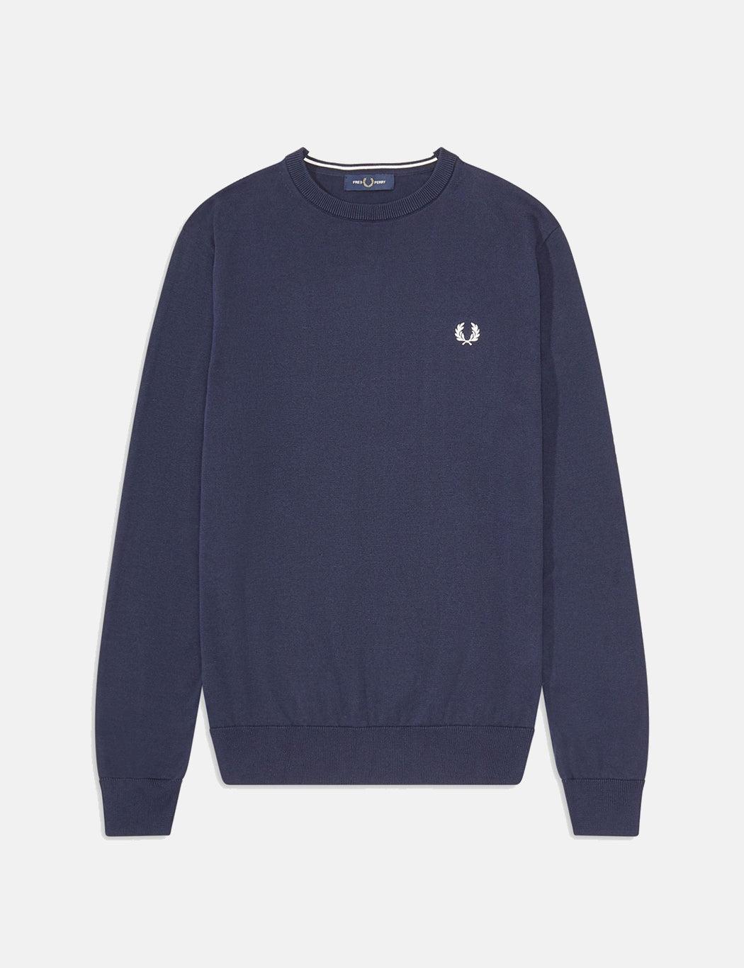 Fred Perry Classic Crew Neck Jumper in Blue for Men | Lyst