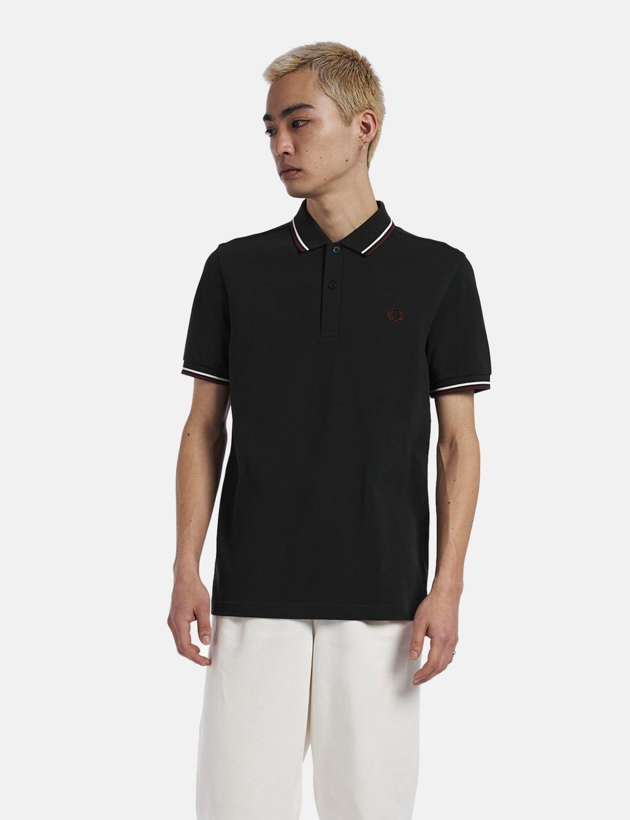 Fred Perry Twin Tipped Polo Shirt in Black for Men | Lyst