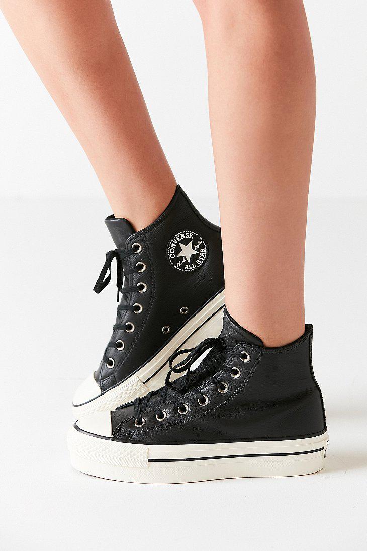 Converse Leather Converse Chuck Taylor All Star Platform High Top Sneaker  in Black | Lyst