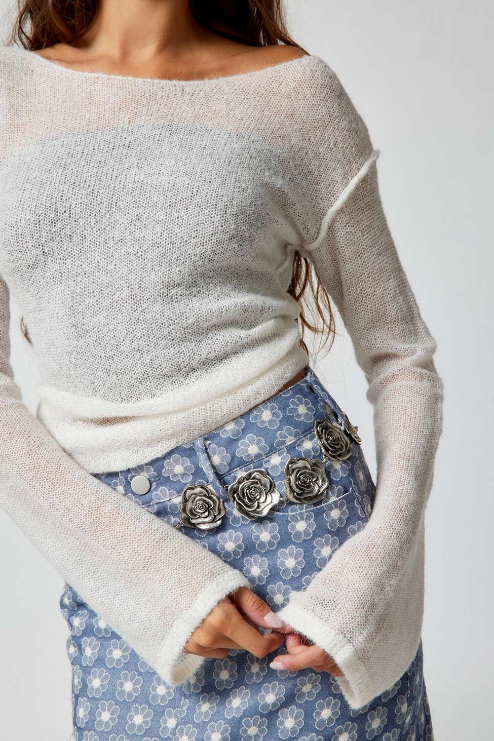 Urban Outfitters Rosette Chain Belt in Gray | Lyst