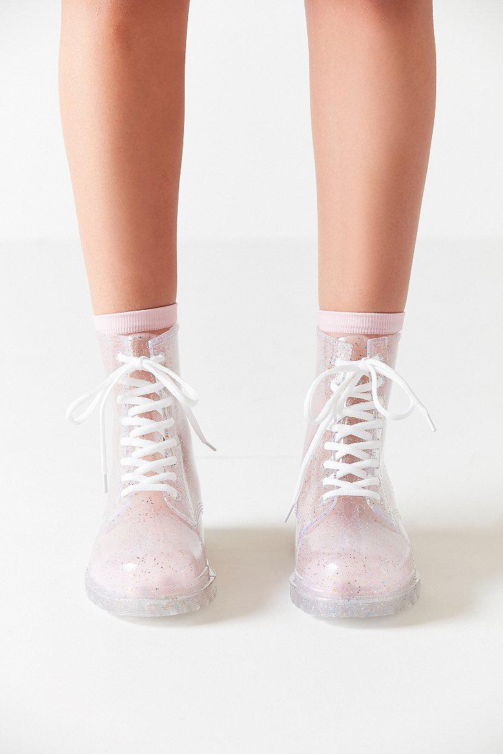 Clear glitter rain best sale boots