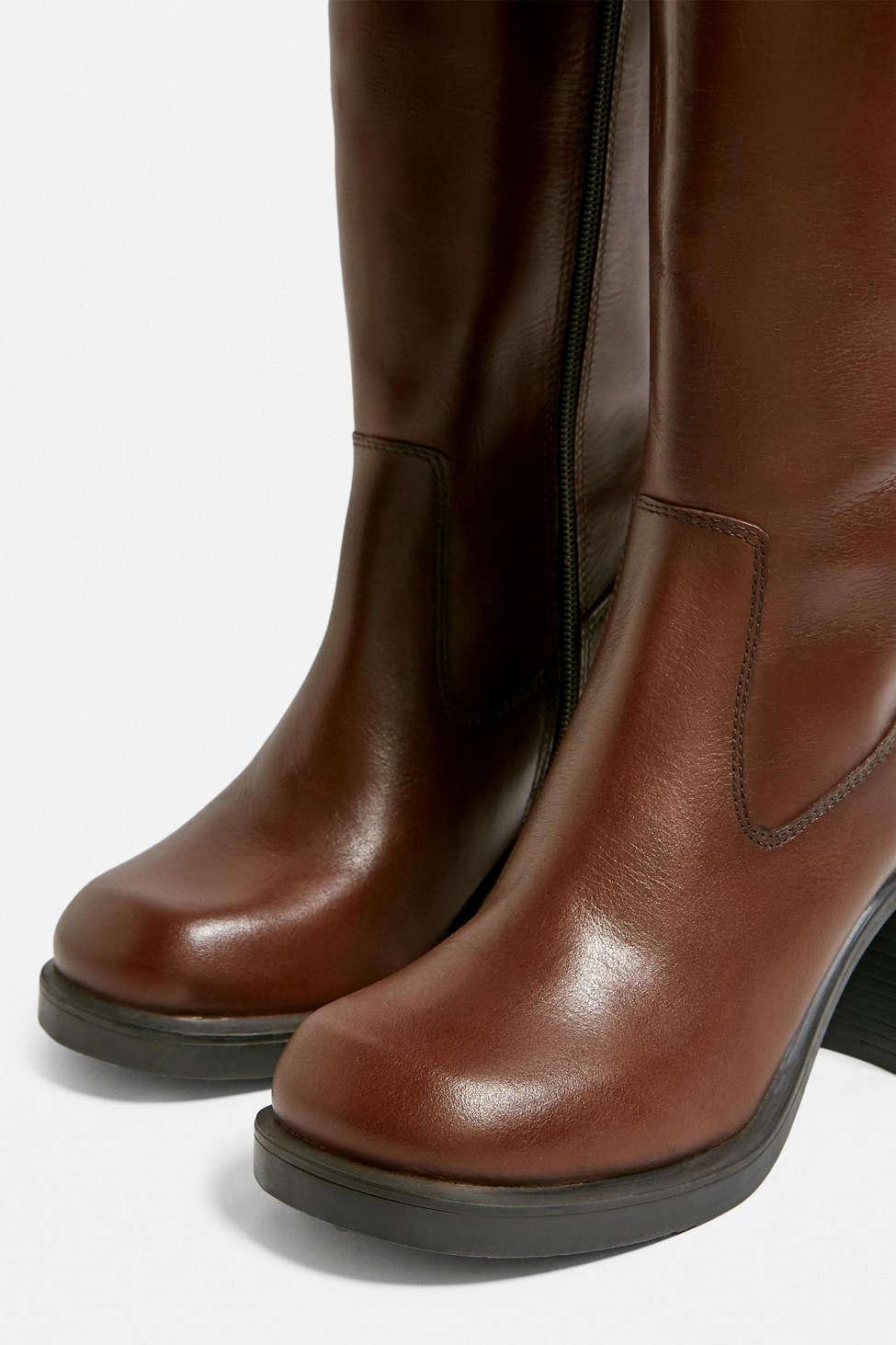 Urban Outfitters Uo Boo Knee-high Leather Boots in Brown | Lyst