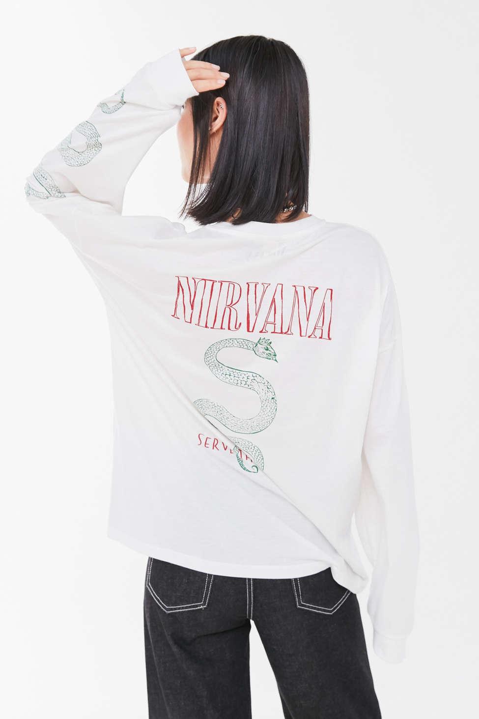 Urban Outfitters Nirvana Serve The Servants Long Sleeve Tee in White - Lyst