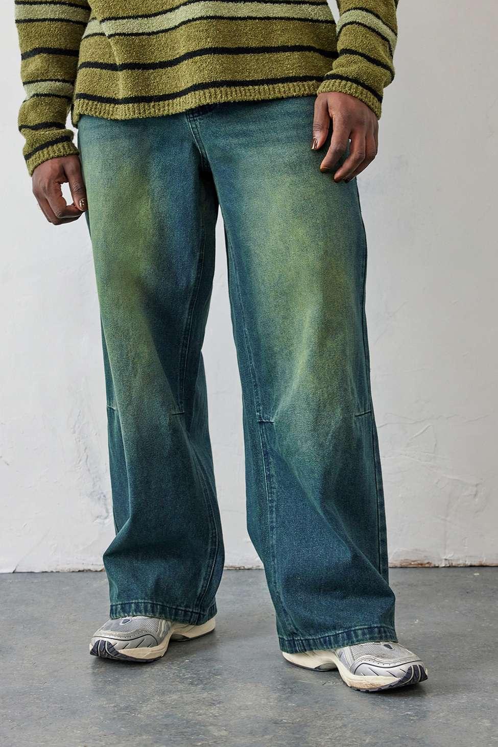 Jaded London Tinted Blue Colossus Jeans in Green | Lyst UK