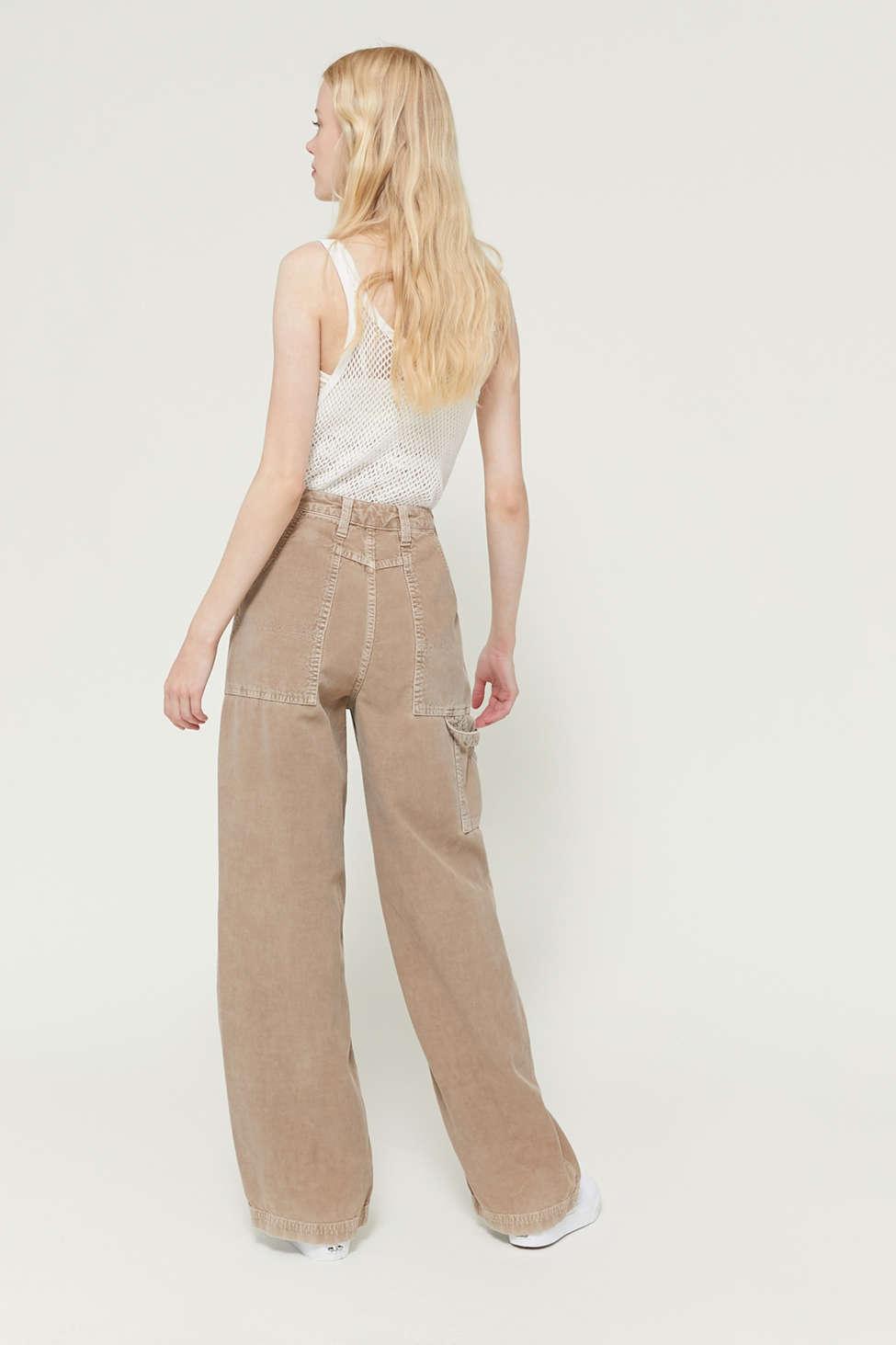 Urban Outfitters Uo Cali Corduroy Wide Leg Carpenter Pant in Natural - Lyst