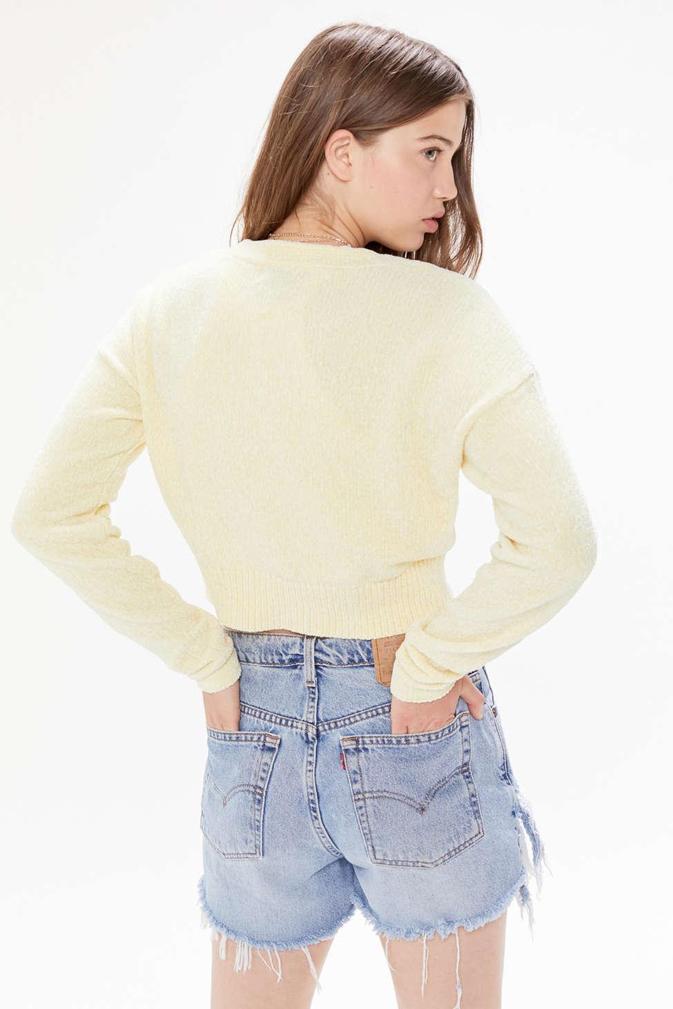 uo honey plush cropped cardigan