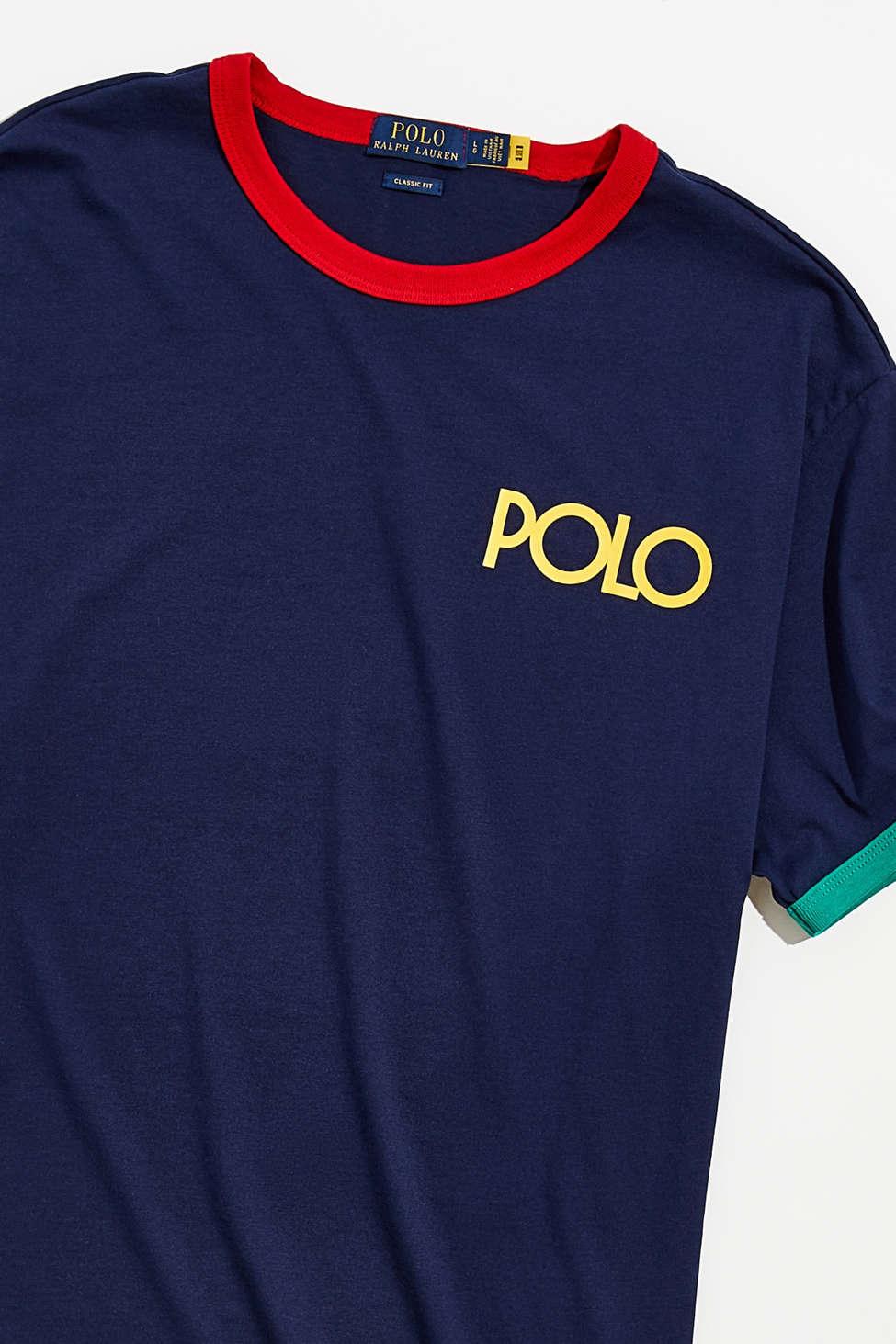 Polo Ralph Lauren Logo Ringer Tee in Blue for Men | Lyst