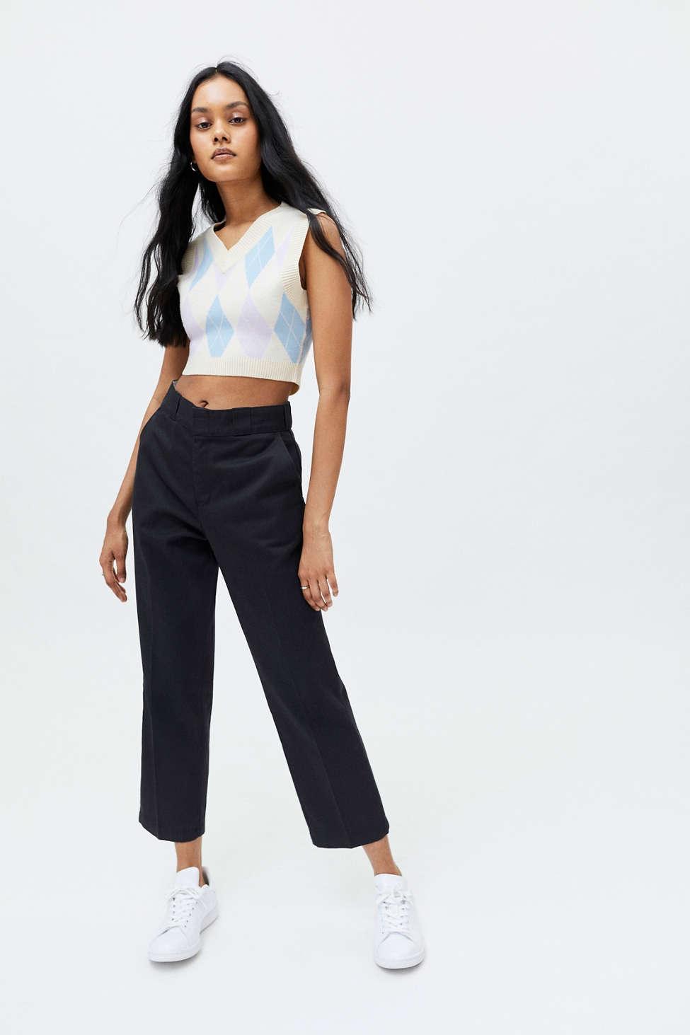 Dickies Cotton Uo Exclusive High-waisted Ankle Pant, Plain Pattern in Black  (Blue) - Lyst