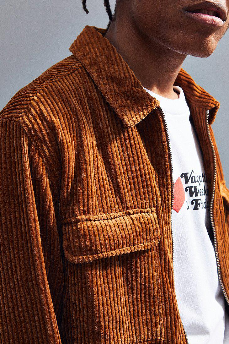 Urban Outfitters Uo Ryder Corduroy Zip-up Shirt Jacket in Brown for Men ...