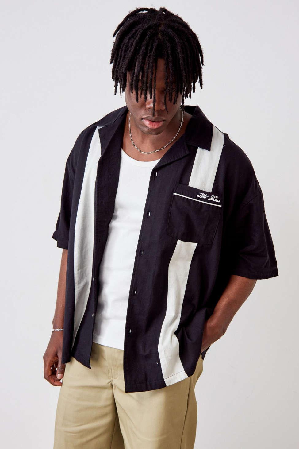 Urban Outfitters Cotton Iets Frans. Black & White Panel Bowling Shirt