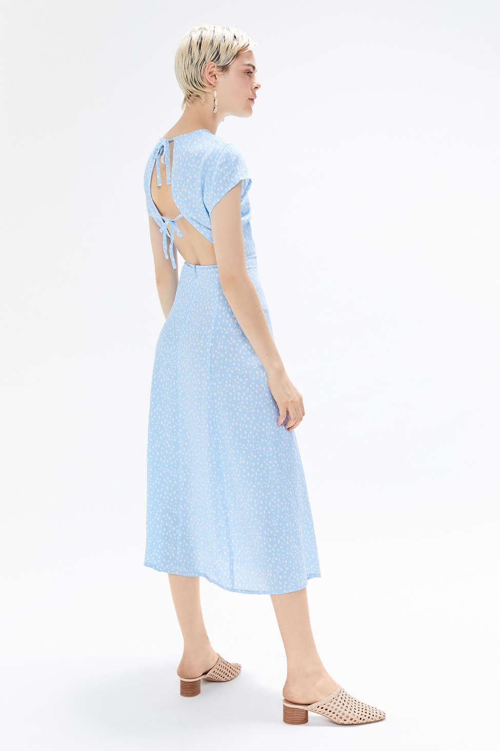 Urban Outfitters Uo Lindsey Cap-sleeve Midi Dress in Blue - Lyst