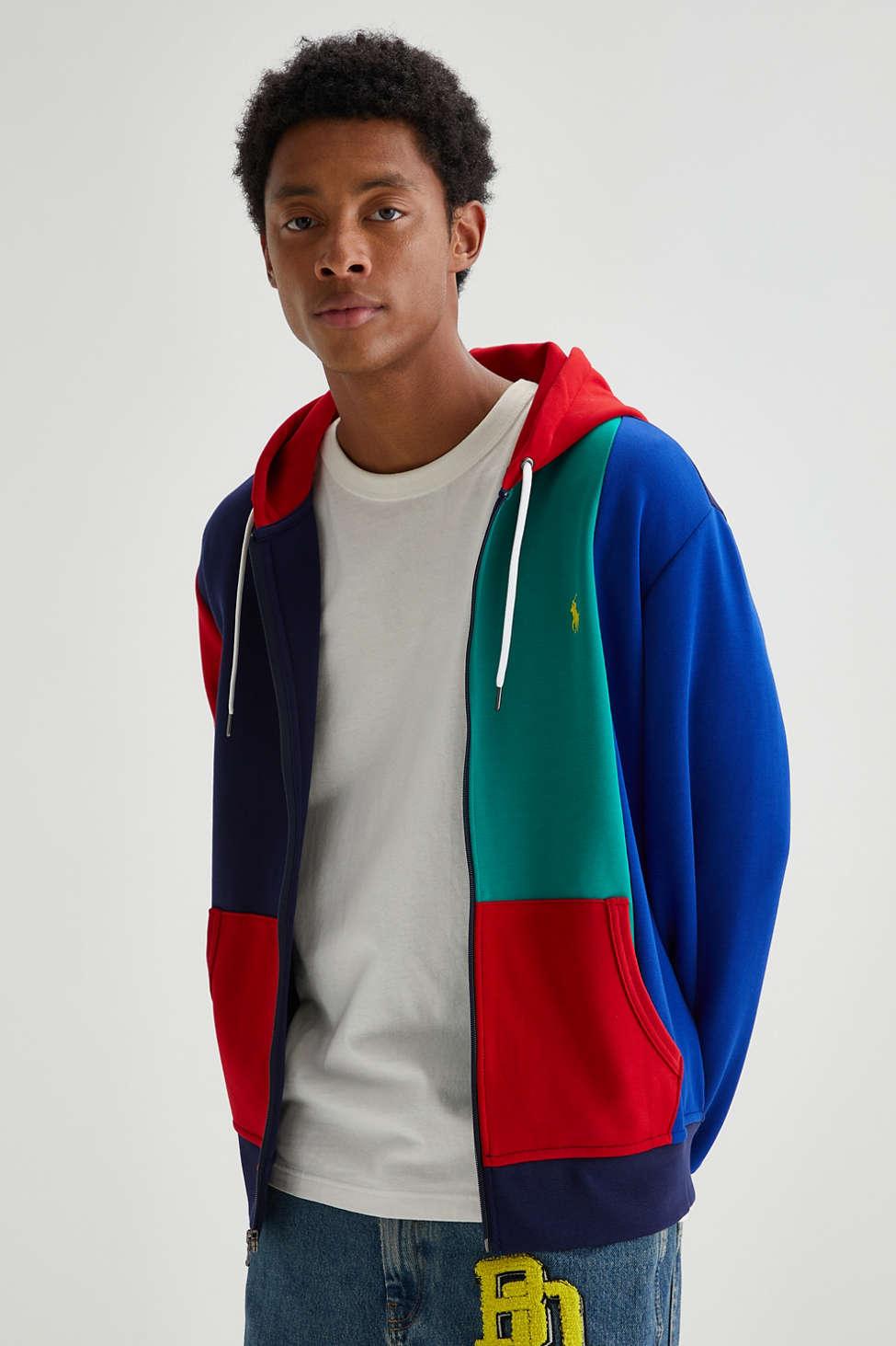 Polo Ralph Lauren Colorblock Zip Hoodie Sweatshirt in Blue for Men | Lyst