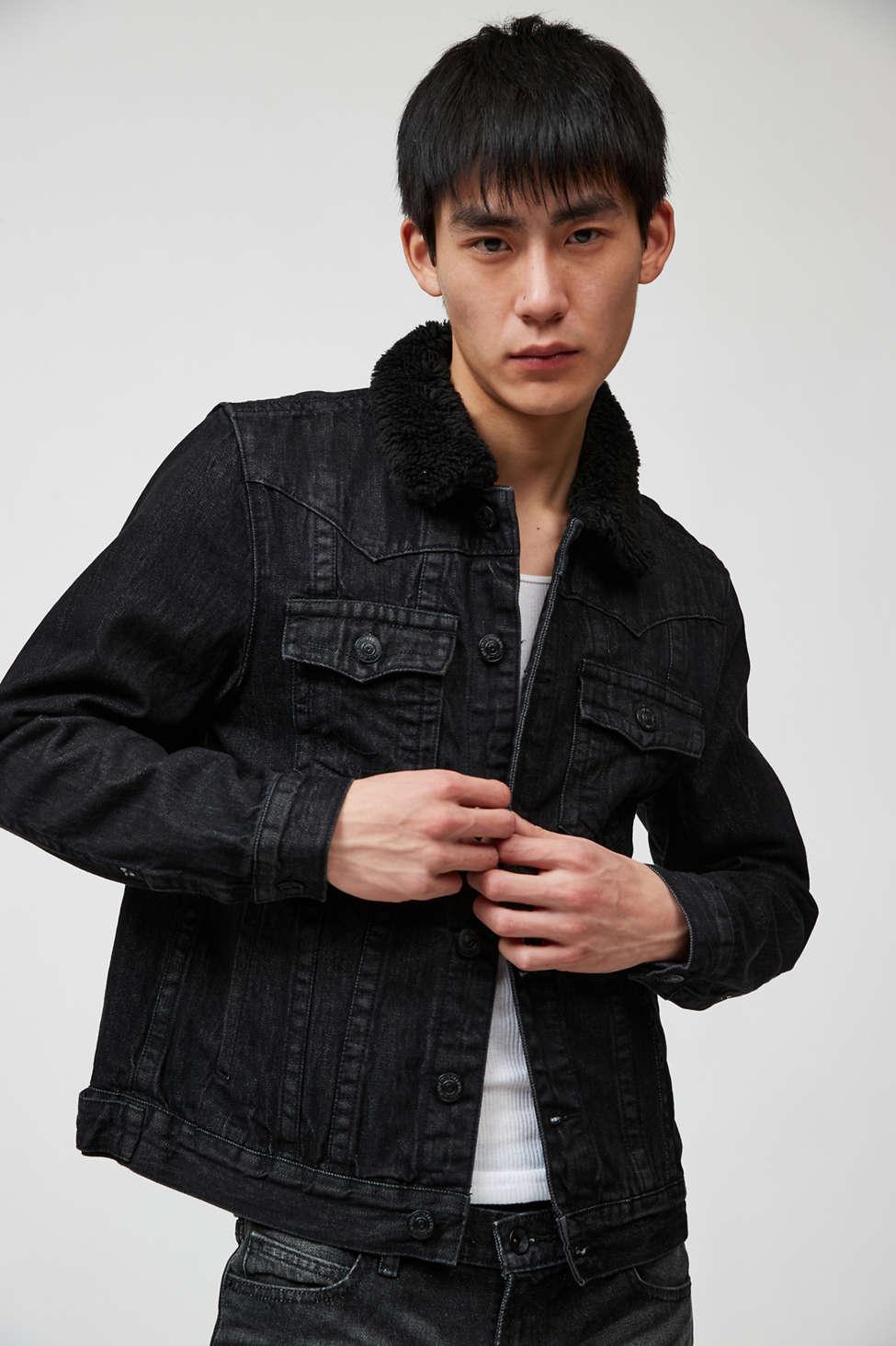 True Religion Jimmy Fleece Collar Jacket in Black for Men Lyst