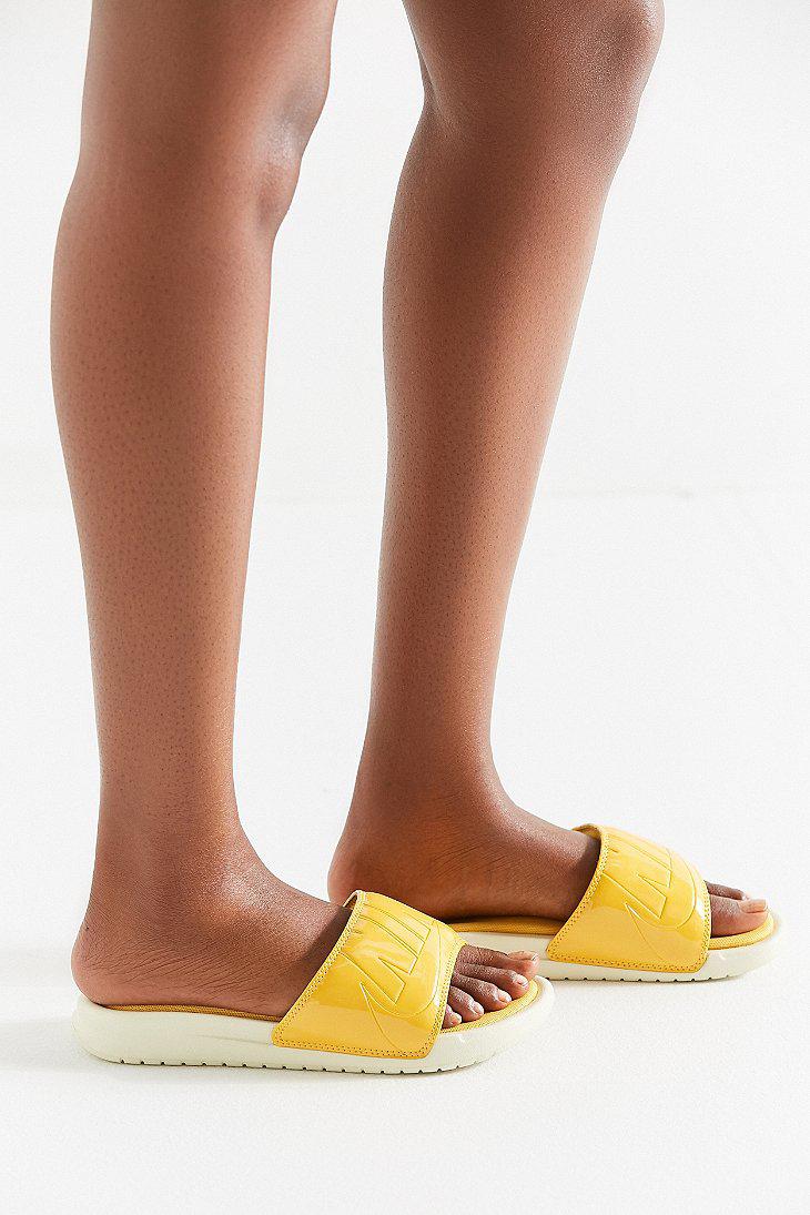 nike slippers yellow