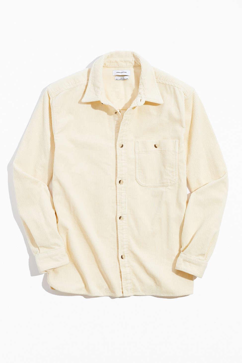 Urban Outfitters Uo Big Corduroy Cotton Work Shirt in Ivory 