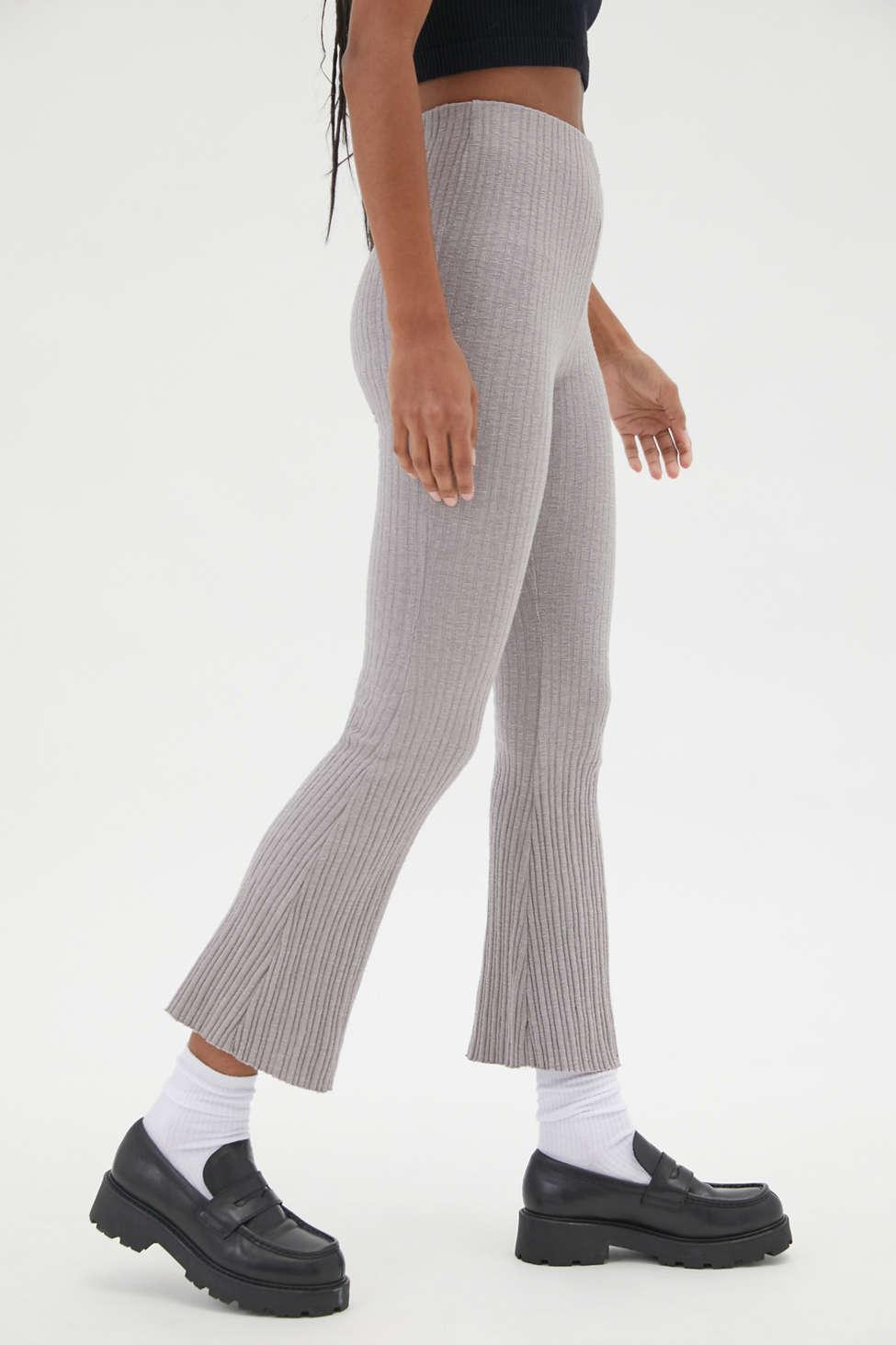 Urban Outfitters Uo Rosie Rib High-waisted Flare Pant in Gray