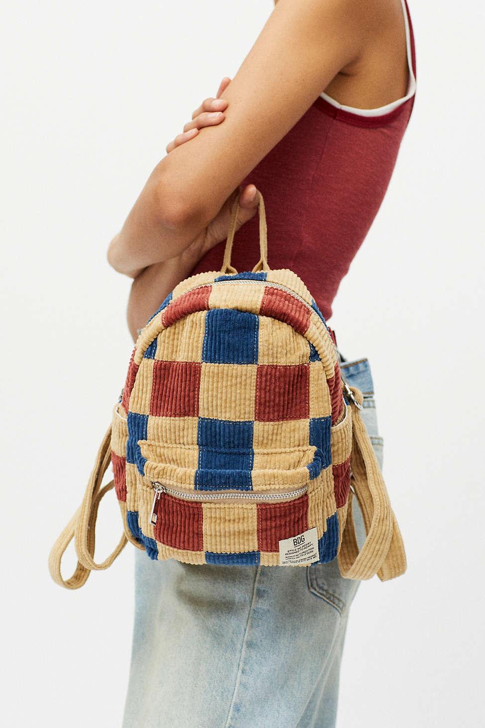 Patchwork Corduroy Backpack Urban Outfitters Women Accessories Bags Rucksacks 
