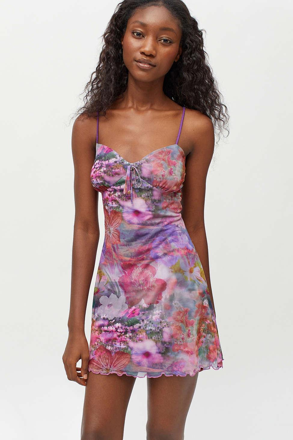 Urban Outfitters Uo Elodie Printed Mini Dress in Purple | Lyst