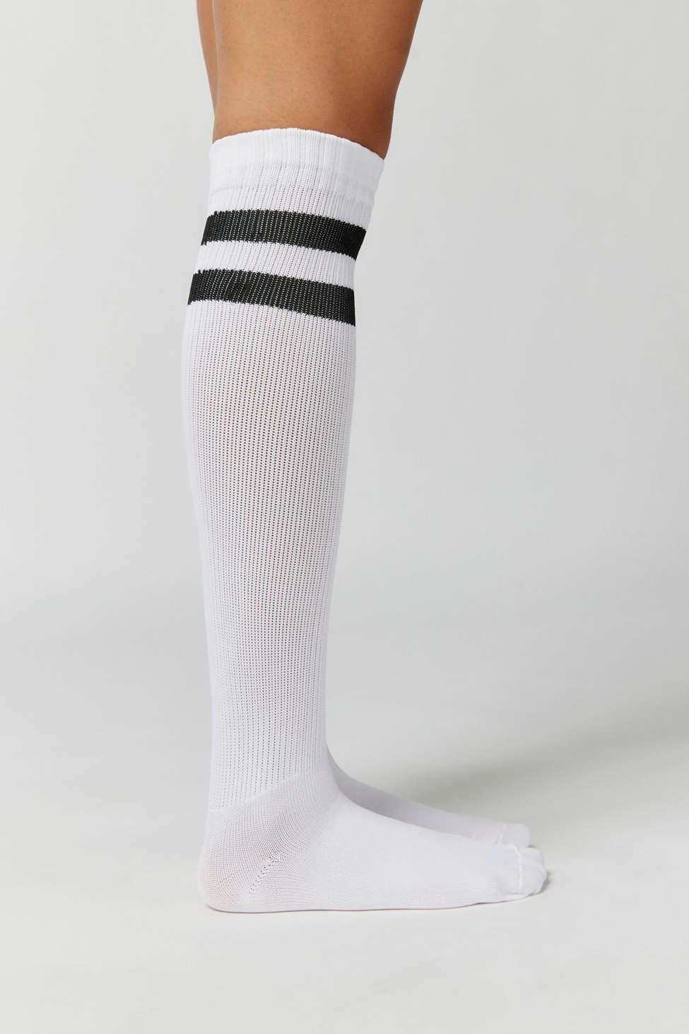 Urban Outfitters Striped Ribbed Knit Knee-high Sock in White | Lyst