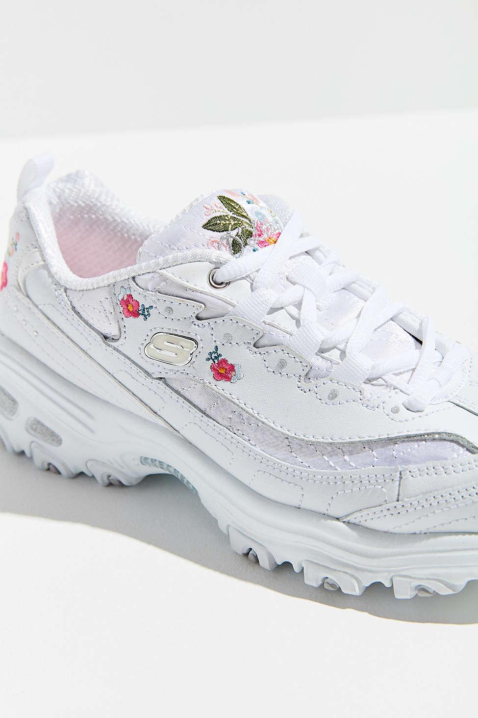 Skechers Leather Bright Blossoms Sneaker in White - Lyst