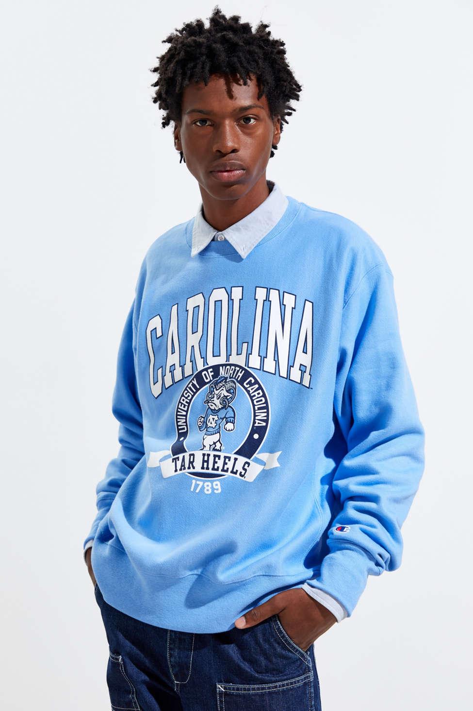 Champion University Of North Carolina Reverse Weave Crew Neck Sweatshirt in  Blue for Men | Lyst