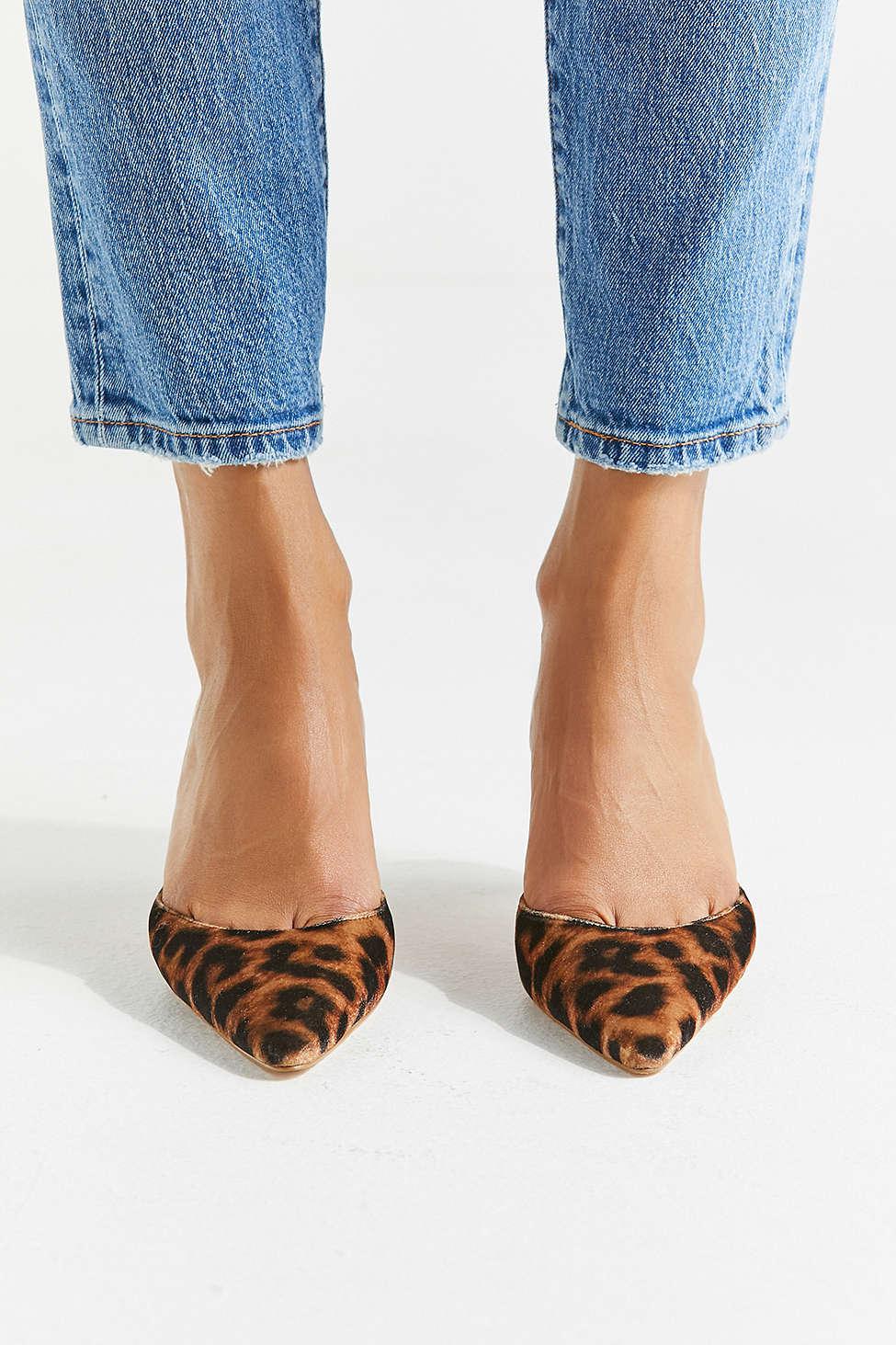 Urban Outfitters Uo Leopard Kitten Heel Mule in Brown | Lyst