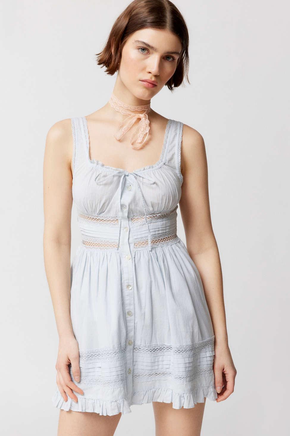 Urban Outfitters Uo Angelina Lace-inset Mini Dress in White | Lyst