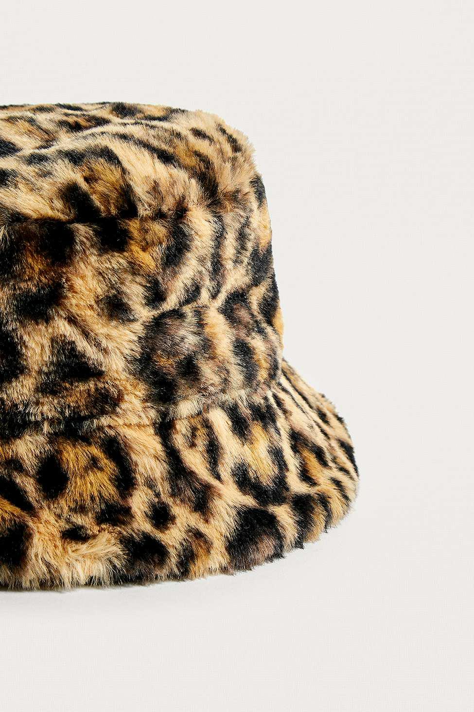 leopard bucket hat fur