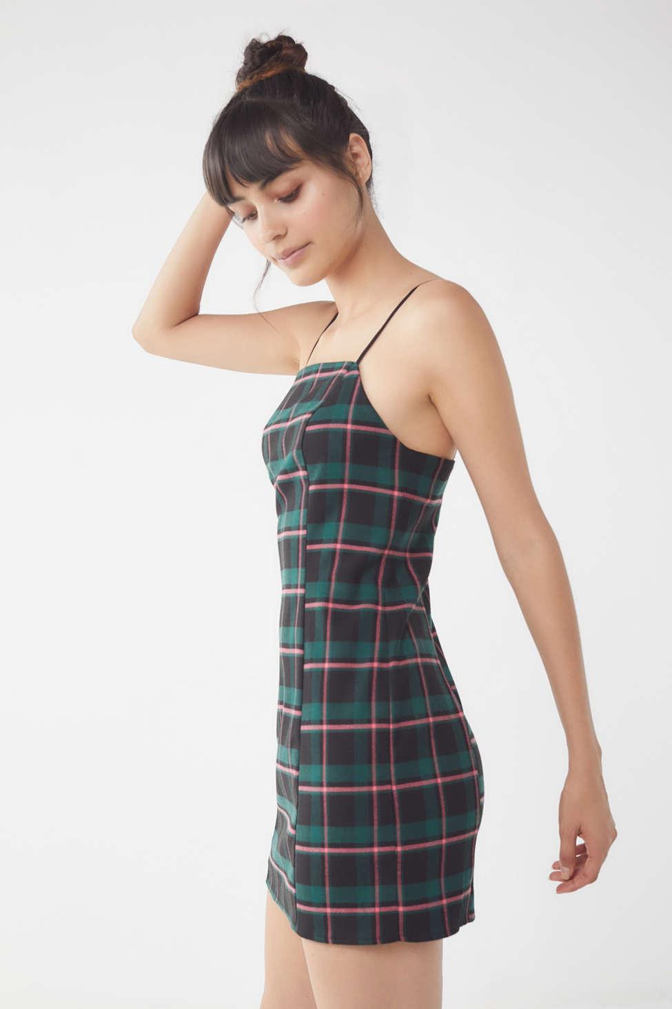 urban outfitters green plaid dress