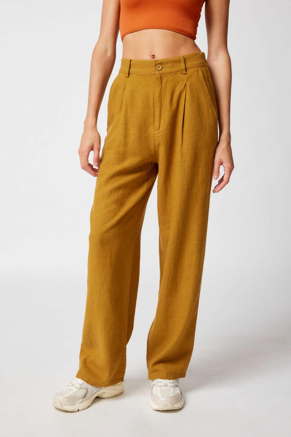 Urban Outfitters Uo Helena Linen Trouser Pant in Yellow | Lyst