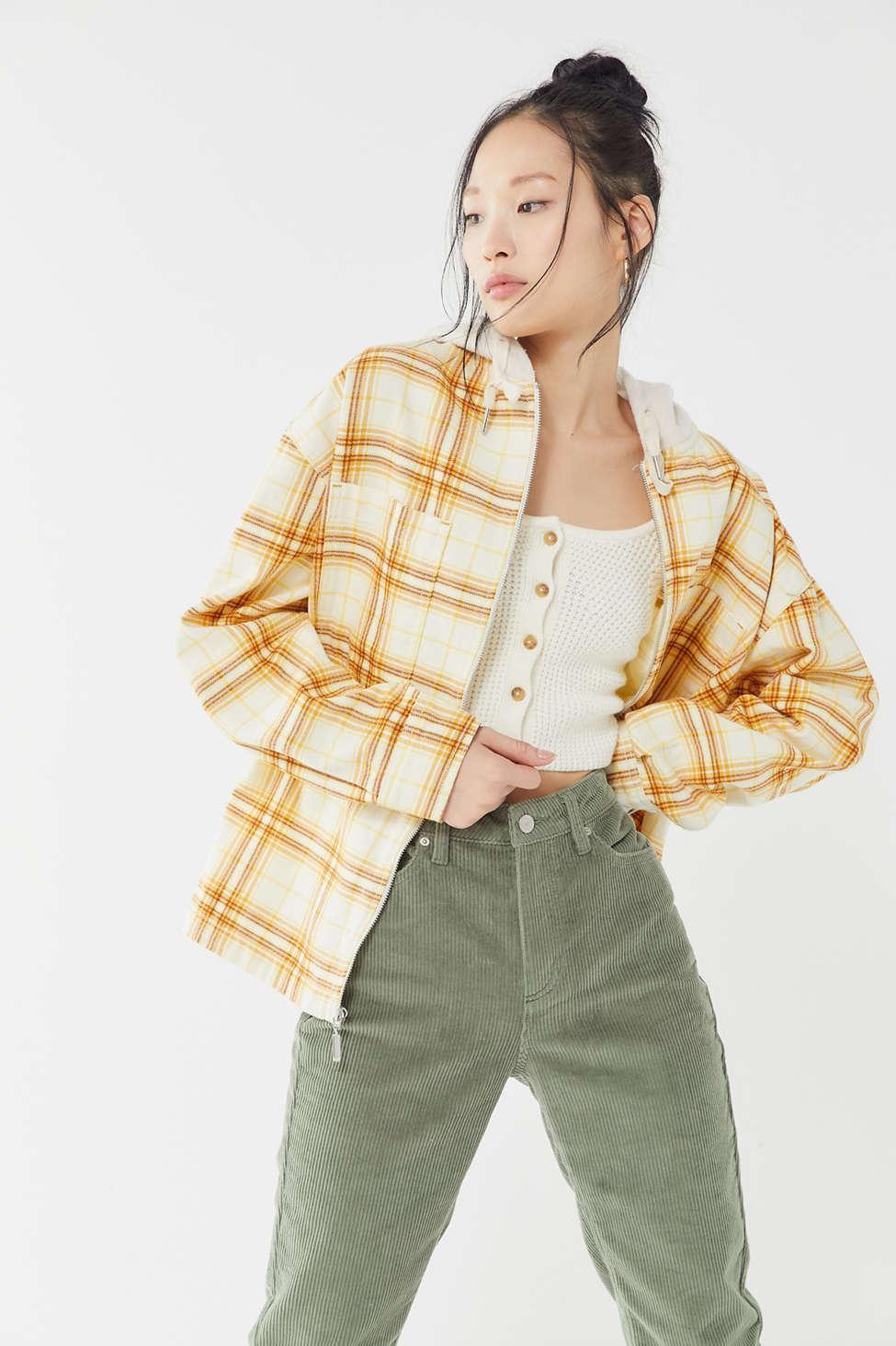 plaid zip up jacket