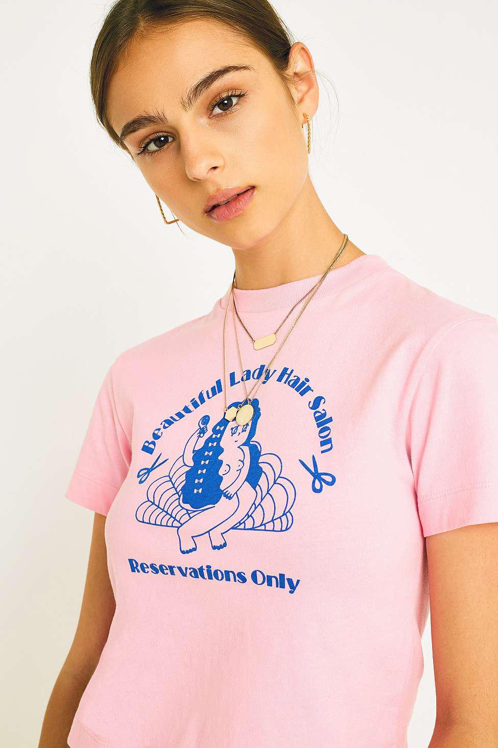 Lazy Oaf Cotton Long Hair Don T Care Pink T Shirt Lyst