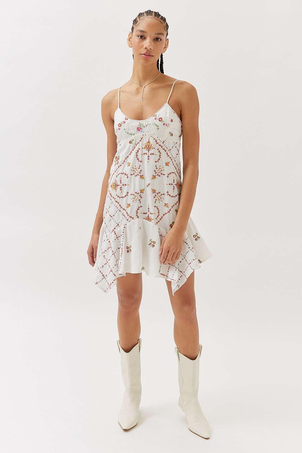 Urban Outfitters Uo White Sienna Embroidered Hanky Hem Mini Dress in Natural | Lyst UK Urban Outfitters Uo White Sienna Embroidered Hanky Hem Mini Dress in Natural | Lyst UK