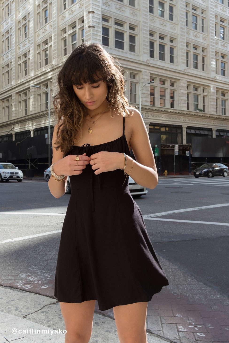 Urban Outfitters Uo Kamaryn Tie-front Mini Dress in Black | Lyst