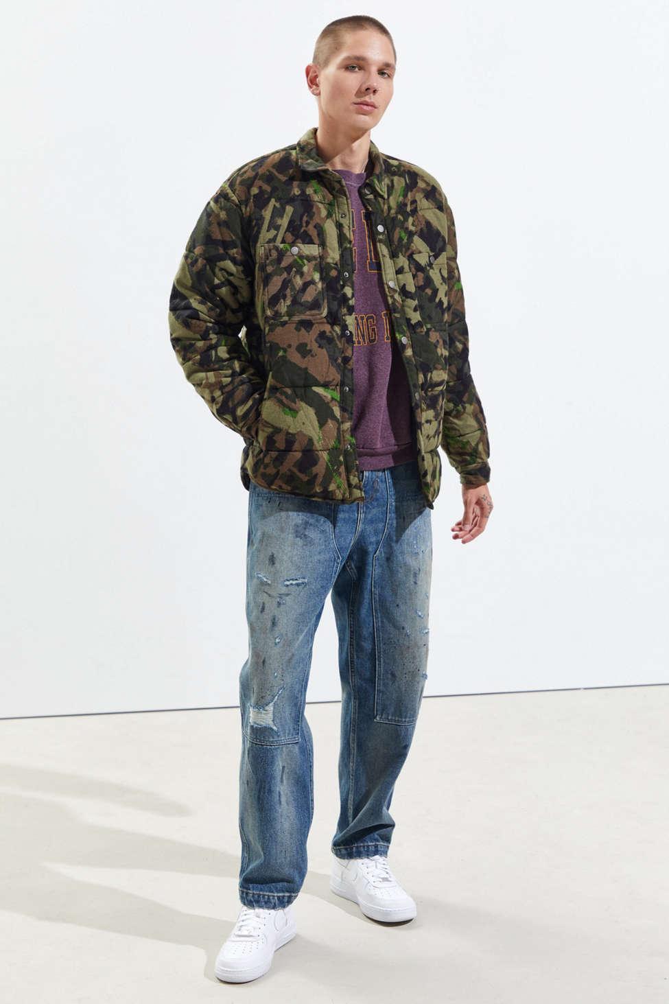 BDG Camo Quilted Shirt Jacket for Men 