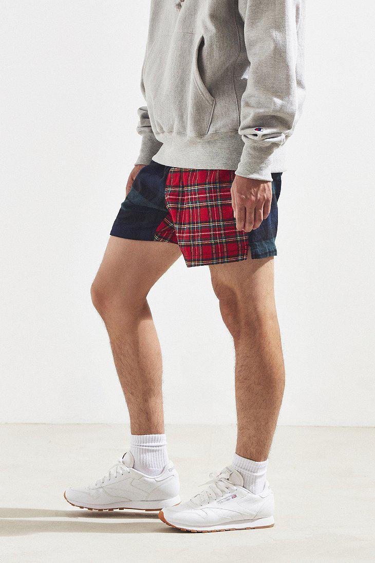 Urban Outfitters Uo Plaid Flannel Volley Short in Red for Men