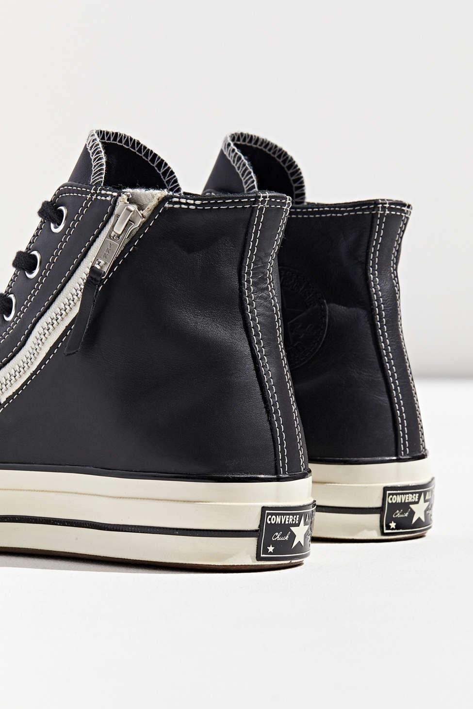 Converse Chuck 70 Side Zip Leather High Top Sneaker in Black for Men | Lyst