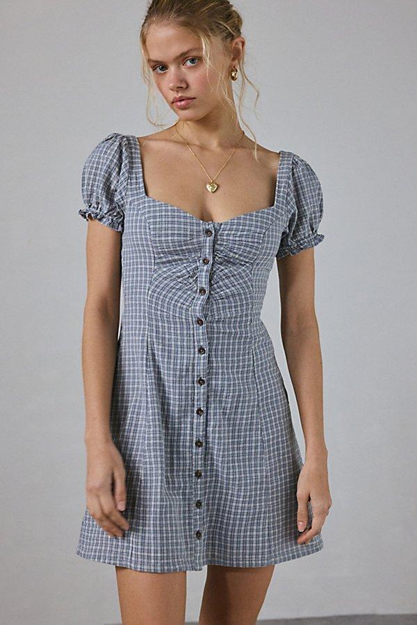 kimchi blue bettie button down mini dress Nina Button-Down Milkmaid in Blue Liana sequin