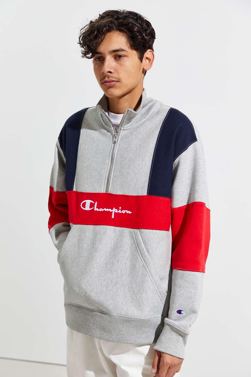 champion reverse weave duck down half zip pullover jacket