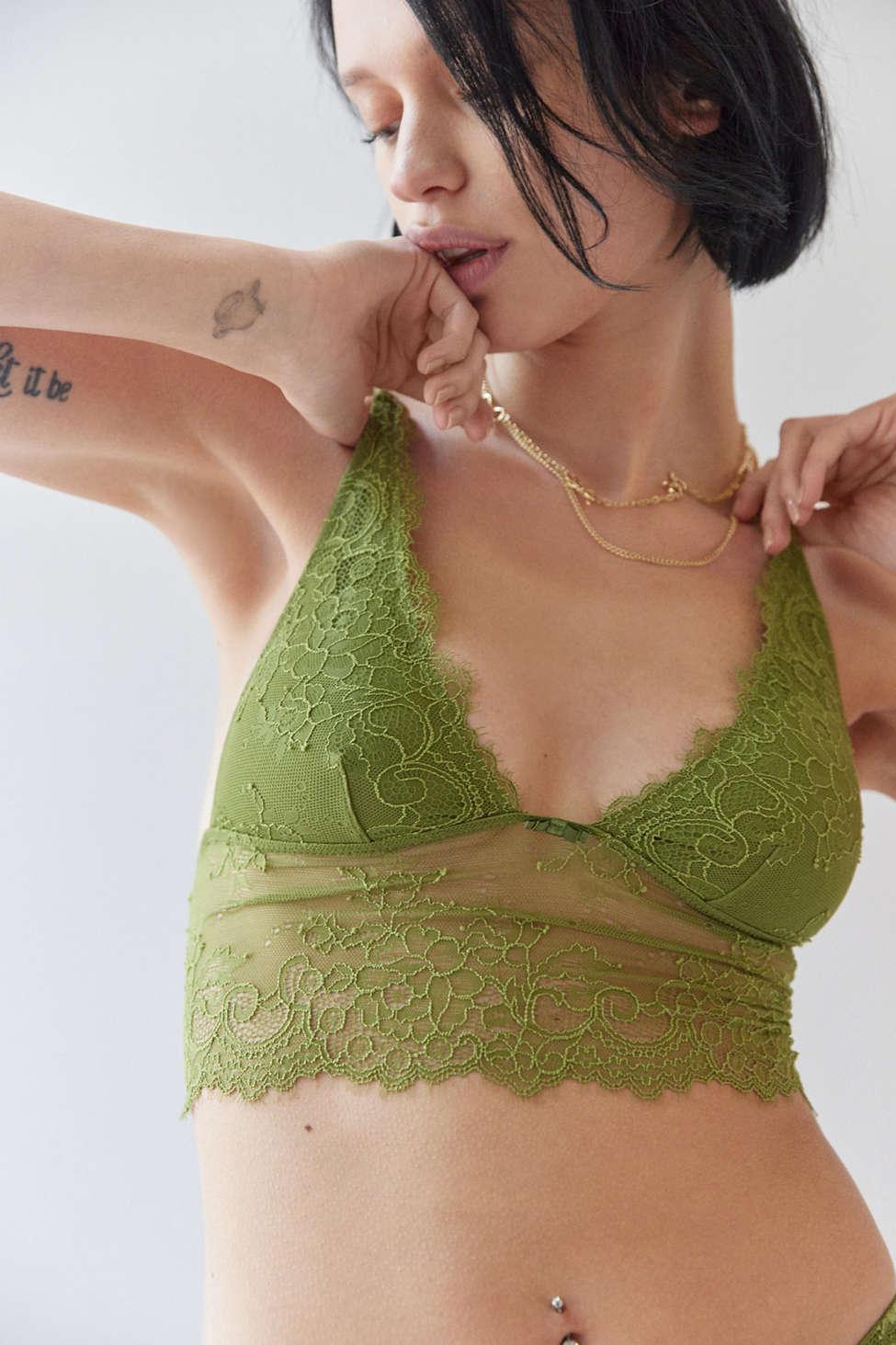 Out From Under Charlotte Butterfly Kisses Longline Bralette In Light  Green,at Urban Outfitters