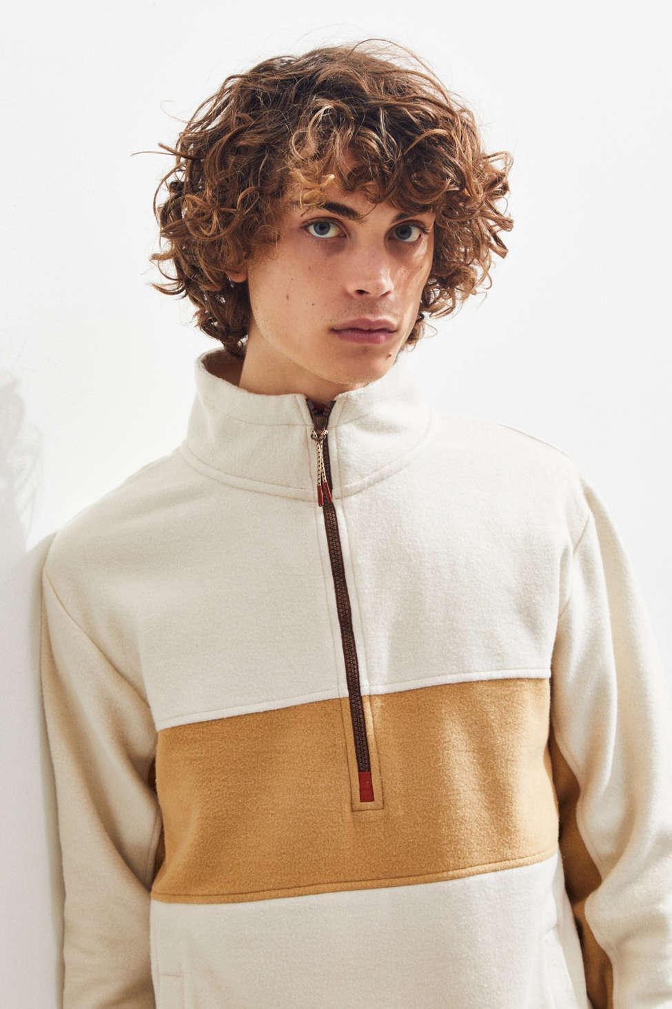 Download Urban Outfitters Cotton Uo Colorblock Quarter-zip Mock ...