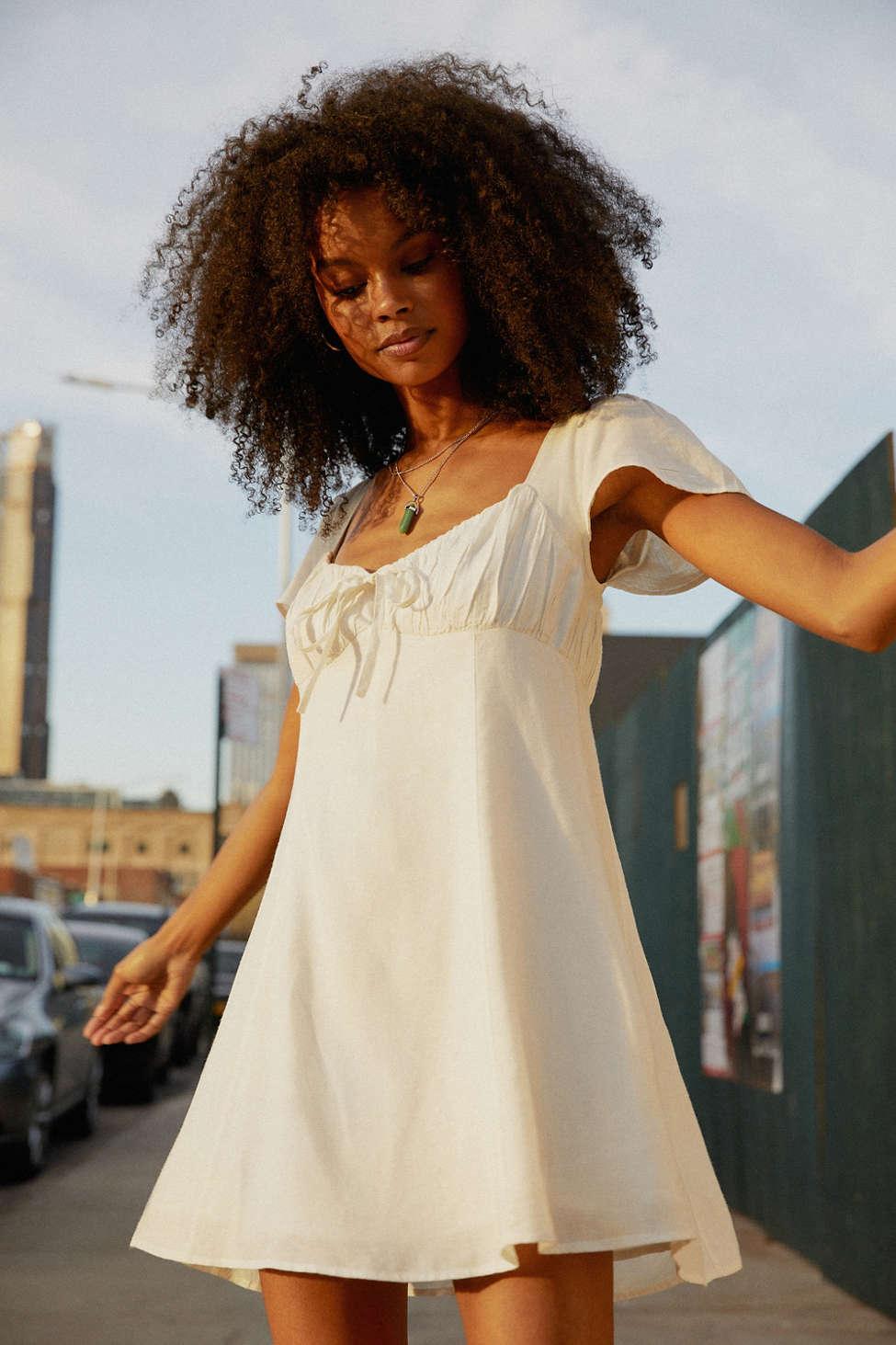Urban Outfitters Uo Blake Linen Mini Dress in White | Lyst