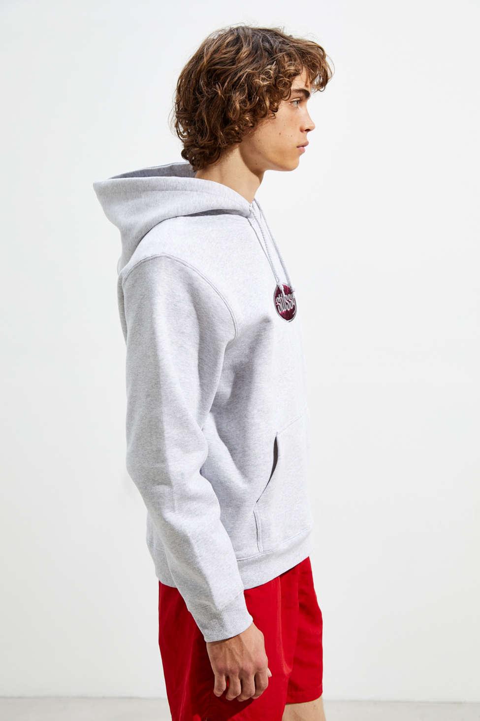 Stussy Embroidered Oval Logo Hoodie Sweatshirt in Gray for Men Lyst