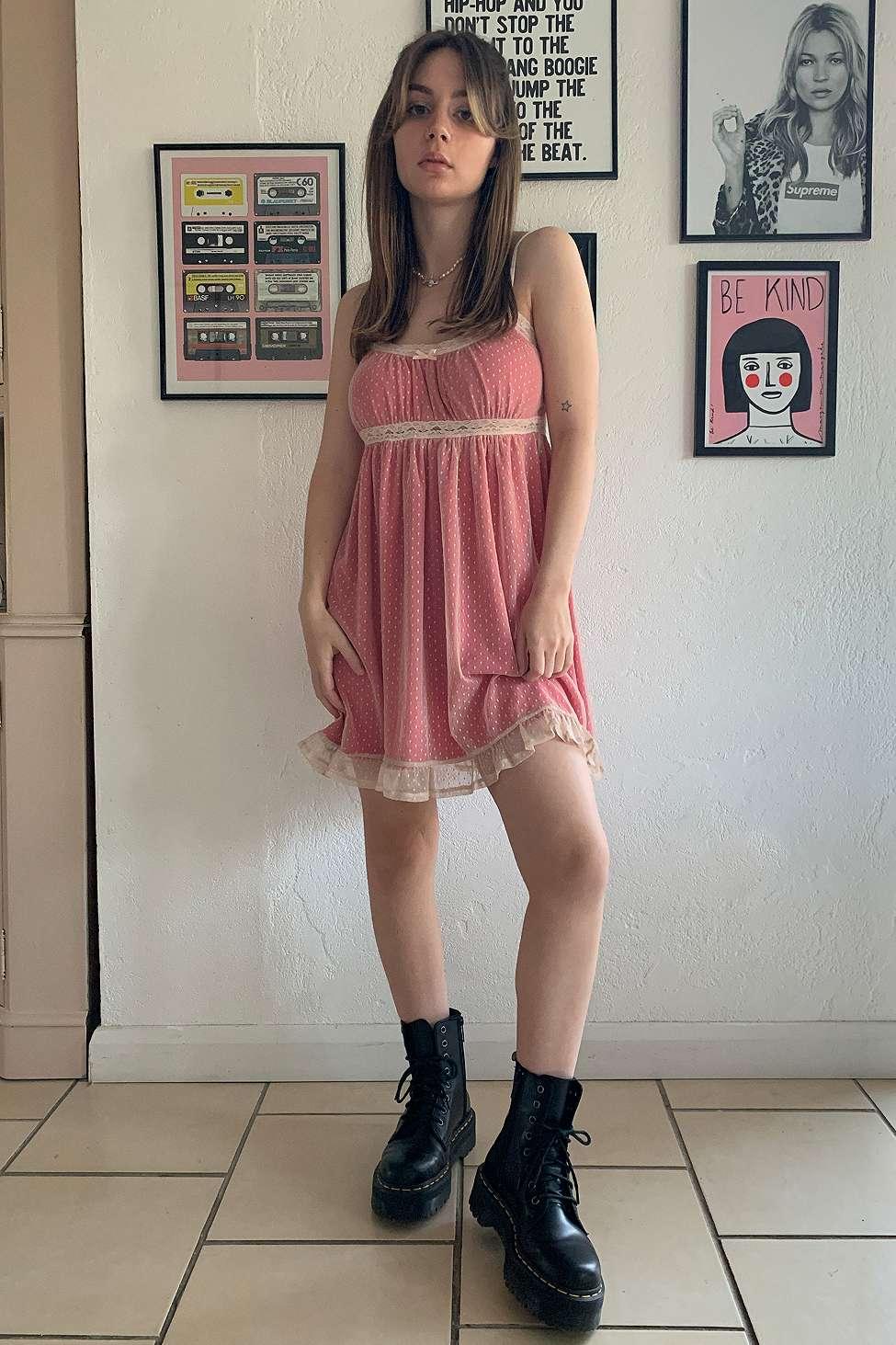 Urban Outfitters Uo Pink Mesh Babydoll Mini Dress | Lyst UK