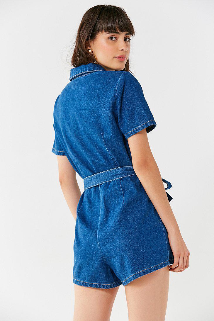 urban outfitters denim romper