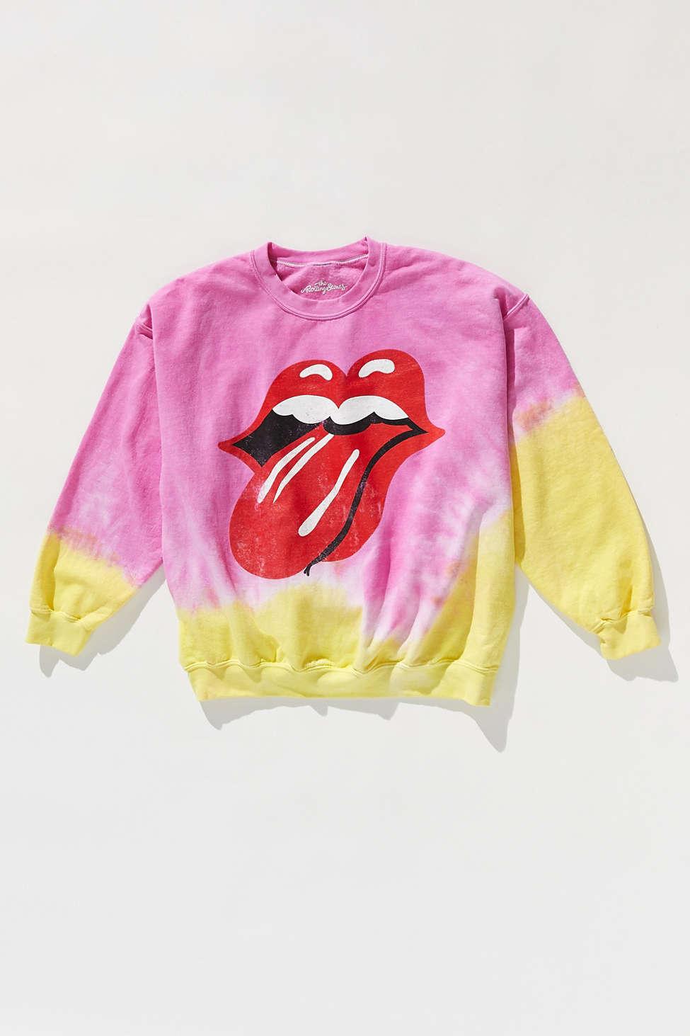rolling stones tie dye crew neck